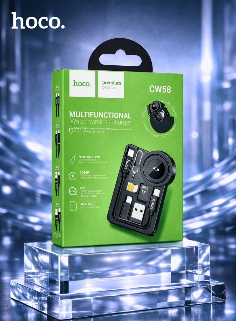 هوكو. شاحن لاسلكي متعدد الوظائف لساعة Apple Watch 1-9/SE/SE2/Ultra/Ultra2 مع كابل USB-C إلى USB-C ومجموعة محولات OTG للتخزين - Image 3